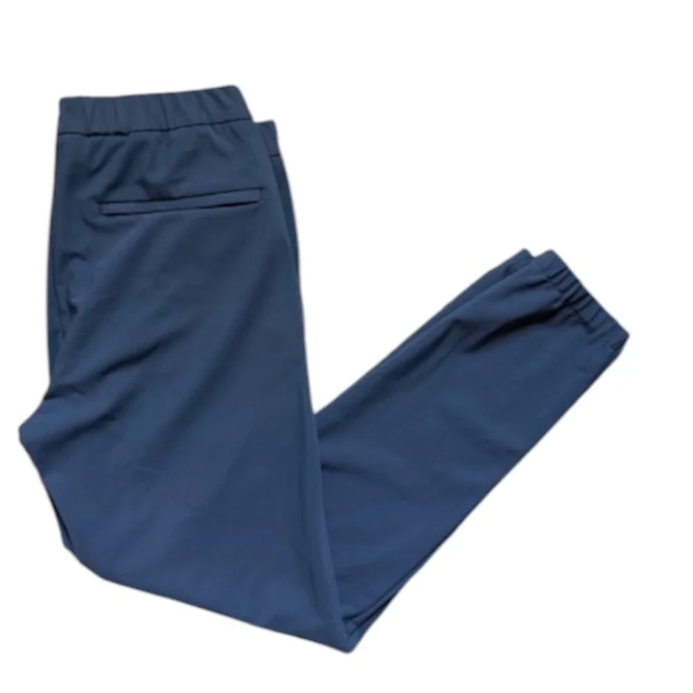 Theory Terrance Precision Ponte Joggers Mens M Navy Blue Tapered Pants Drwstring